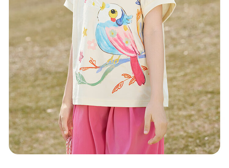 CHANZUIGOU (CHANZUIGOU) [7A Antibacterial Cooling] Girls Printed Set 2026 Summer New Children's Short Sleeve Pants Sports Two-Piece Set 26